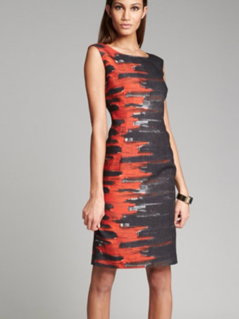 LAFAYETTE 148 NEW YORK Sheath Dress Abstract Brushstroke Sleeveless Lined - 10